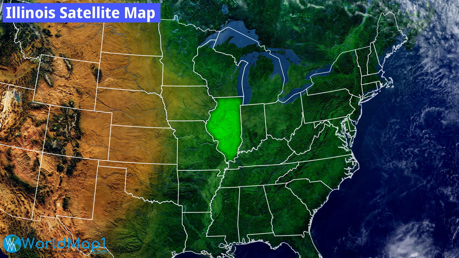 Illinois Satellite Map